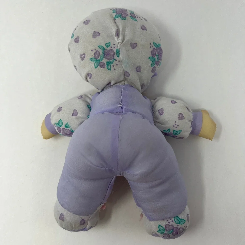 Loving Wonders Soft Luv Baby Doll 8 Inch Purple Floral Nylon Plush Vintage 90s